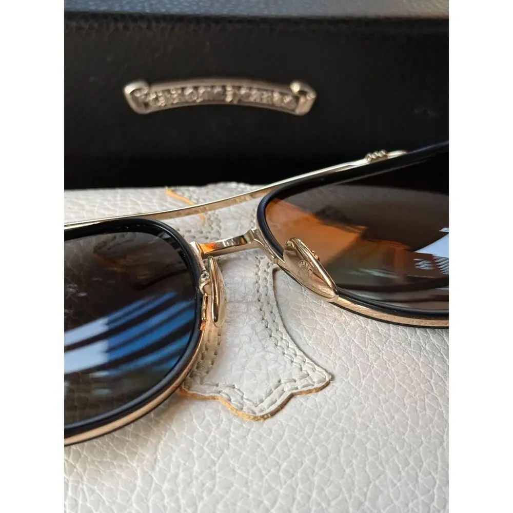 Chrome Hearts WHISKER BISCUIT Sunglasses Rare Vintage Gold Plated